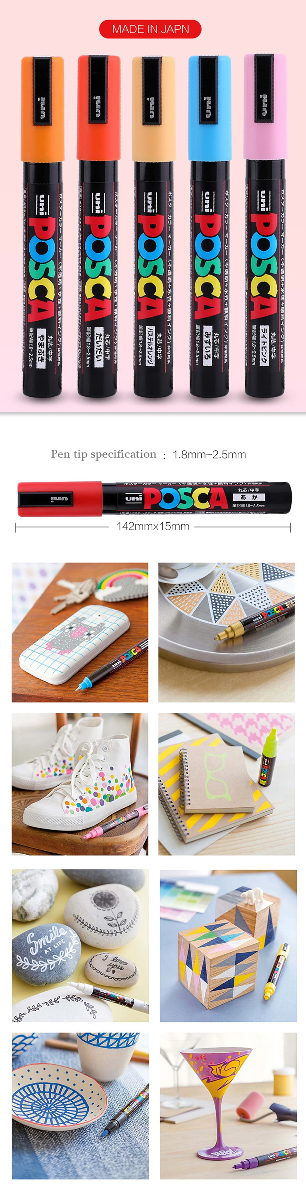 21/24 Colors UNI Posca Marker PC-1M/3M/5M Waterproof Acrylic Marcadores Art Supplies Graffiti Manga Design Painting Stationery