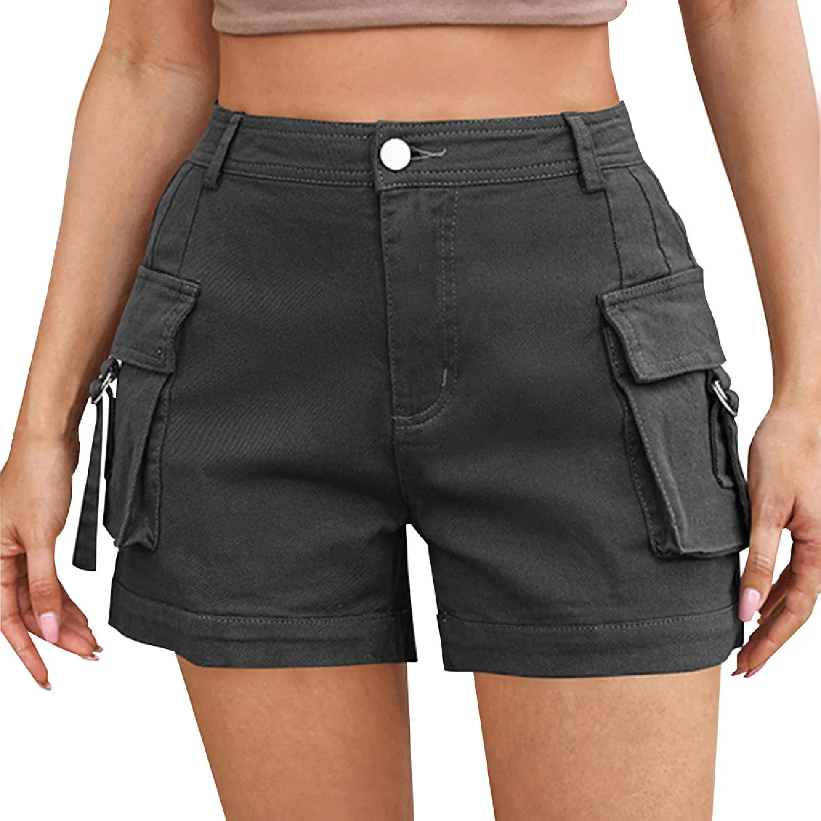 Shorts For Women Cargo Shorts Knee Length Elastic Waist Long Shorts Pants For Summer Casual American Style Streetwear 2024