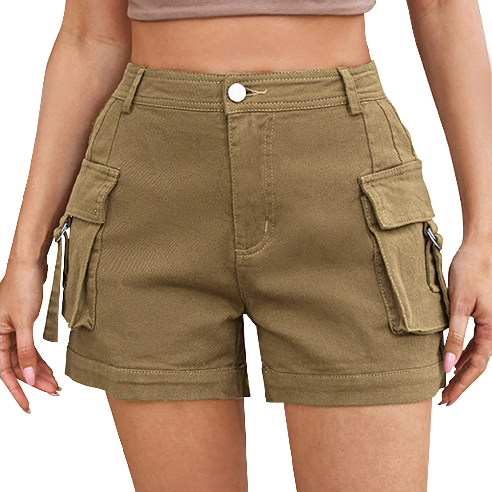 Shorts For Women Cargo Shorts Knee Length Elastic Waist Long Shorts Pants For Summer Casual American Style Streetwear 2024