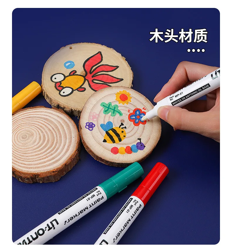 1/12Pcs Colorful Permanent Paint Marker Waterproof White Marker Tire Tread Rubber Fabric Paint Metal 12 Colors Paint Marker Pens