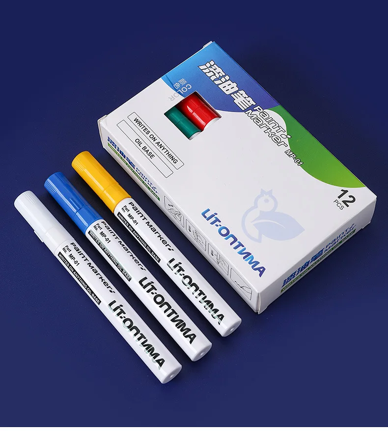 1/12Pcs Colorful Permanent Paint Marker Waterproof White Marker Tire Tread Rubber Fabric Paint Metal 12 Colors Paint Marker Pens