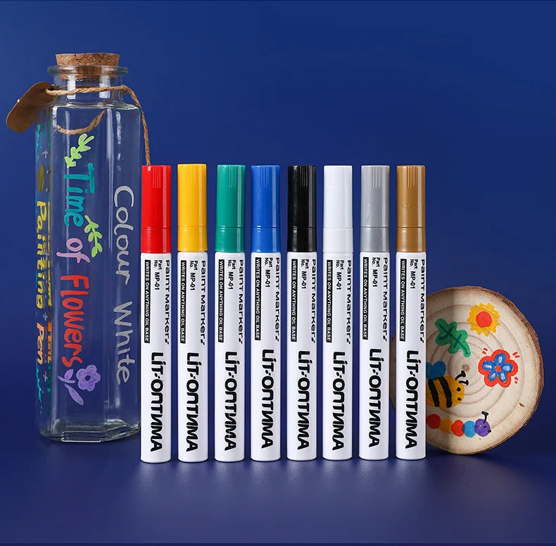 1/12Pcs Colorful Permanent Paint Marker Waterproof White Marker Tire Tread Rubber Fabric Paint Metal 12 Colors Paint Marker Pens