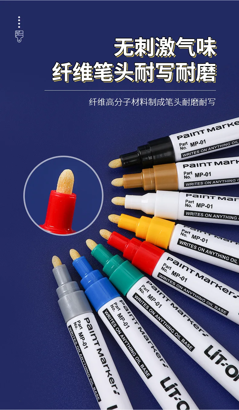 1/12Pcs Colorful Permanent Paint Marker Waterproof White Marker Tire Tread Rubber Fabric Paint Metal 12 Colors Paint Marker Pens