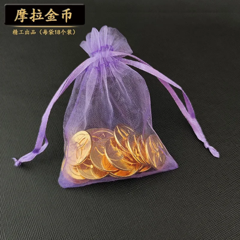 10Pcs/Set Game Impact Mora Open Treasure Chest Game Metal Coin Strengthen Equipment Rock God Morax Cosplay Props Accessories