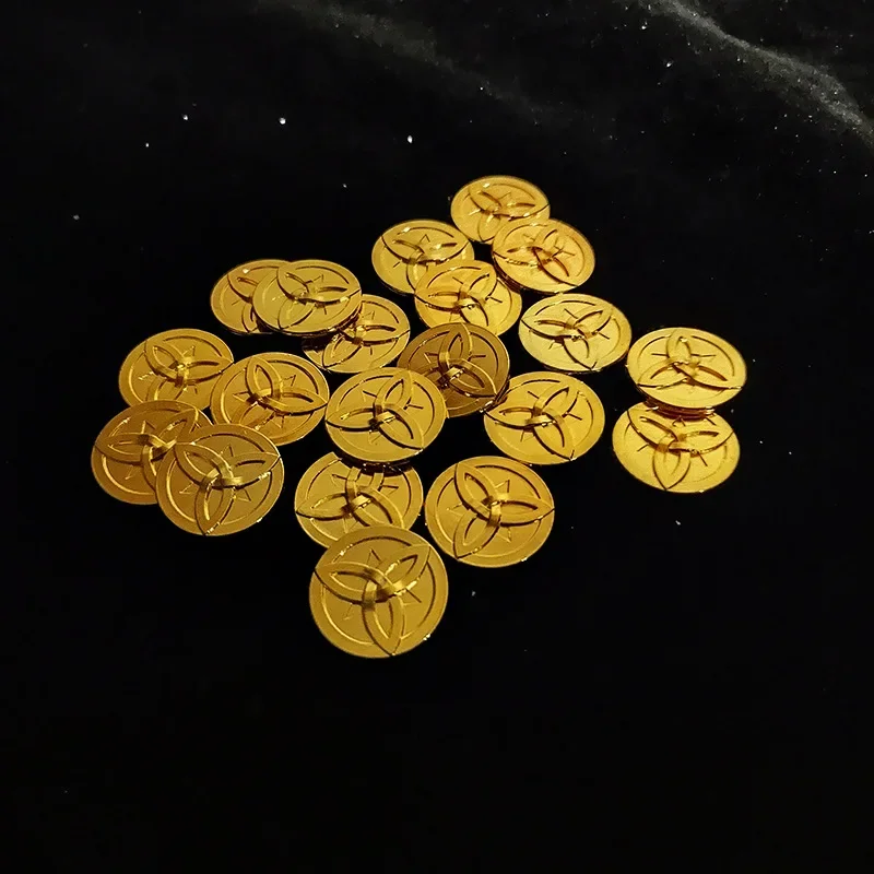 10Pcs/Set Game Impact Mora Open Treasure Chest Game Metal Coin Strengthen Equipment Rock God Morax Cosplay Props Accessories