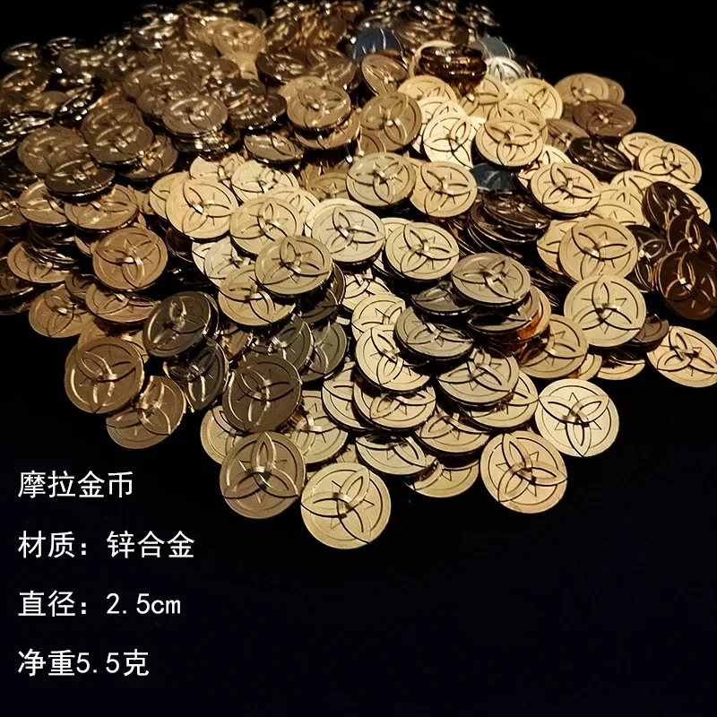10Pcs/Set Game Impact Mora Open Treasure Chest Game Metal Coin Strengthen Equipment Rock God Morax Cosplay Props Accessories