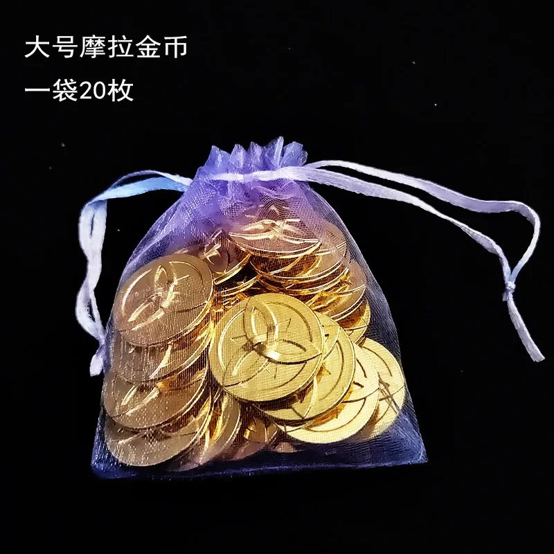10Pcs/Set Game Impact Mora Open Treasure Chest Game Metal Coin Strengthen Equipment Rock God Morax Cosplay Props Accessories