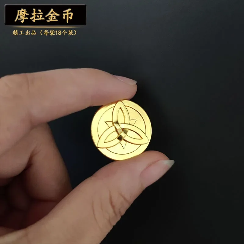 10Pcs/Set Game Impact Mora Open Treasure Chest Game Metal Coin Strengthen Equipment Rock God Morax Cosplay Props Accessories