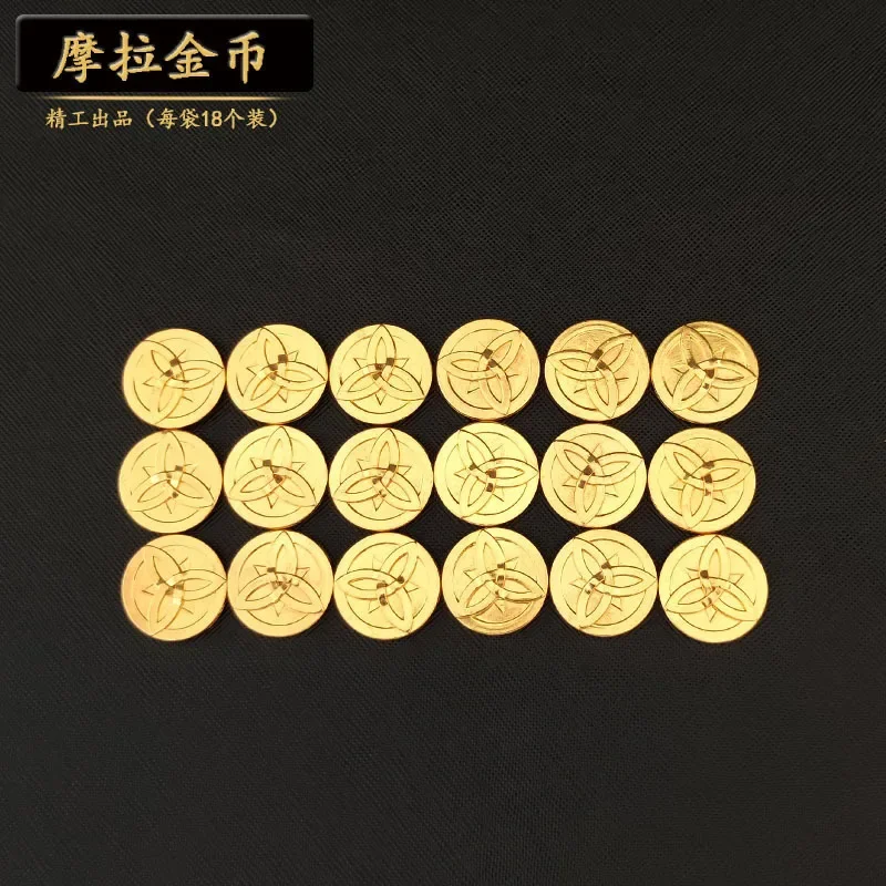 10Pcs/Set Game Impact Mora Open Treasure Chest Game Metal Coin Strengthen Equipment Rock God Morax Cosplay Props Accessories