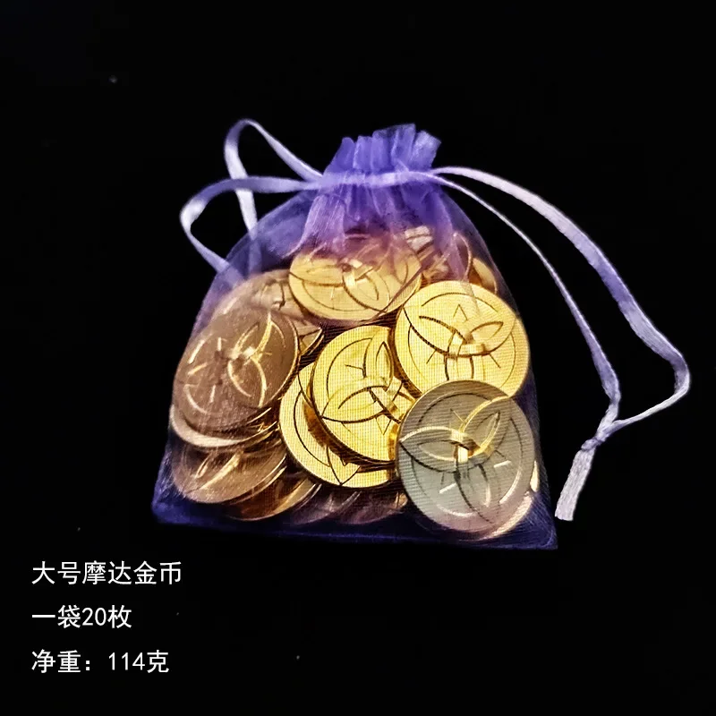 10Pcs/Set Game Impact Mora Open Treasure Chest Game Metal Coin Strengthen Equipment Rock God Morax Cosplay Props Accessories