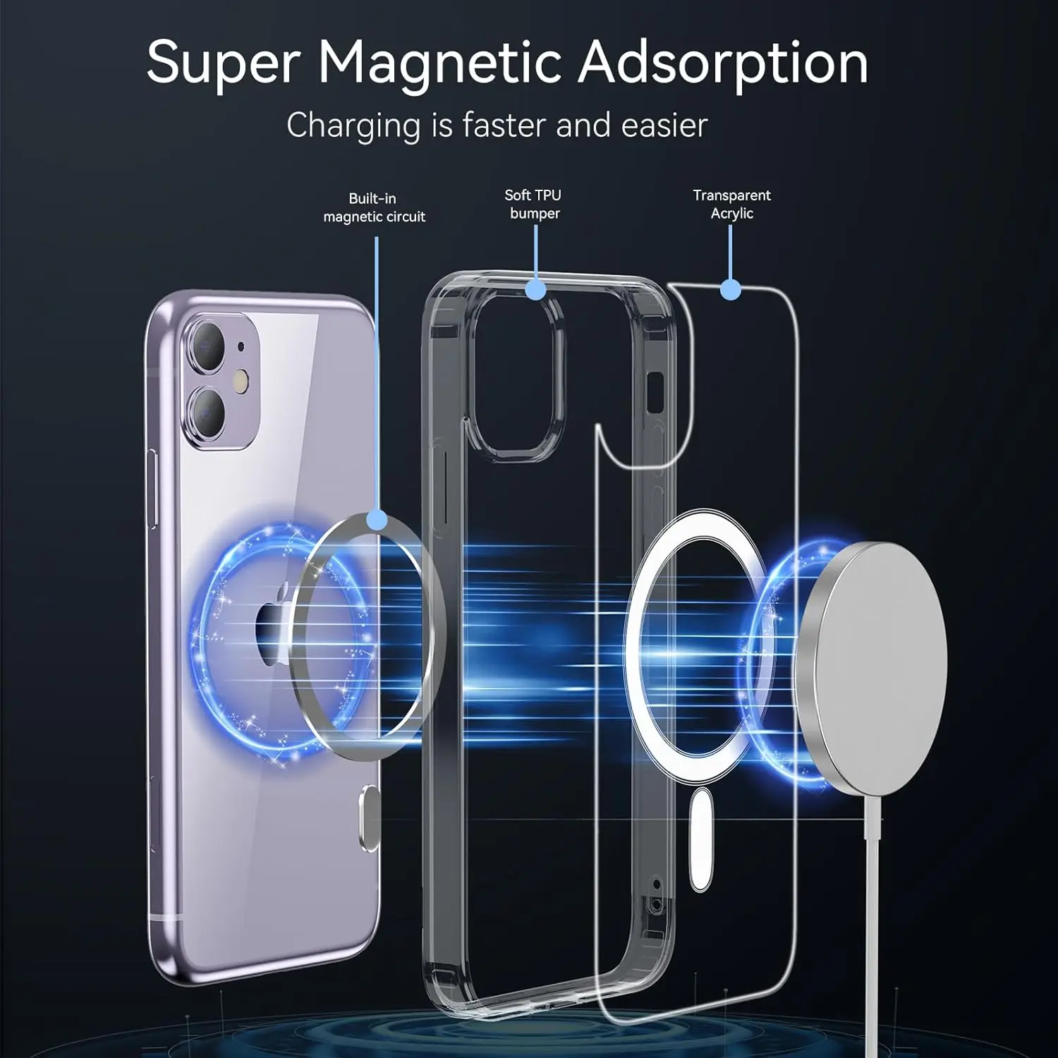 Shockproof Magnetic Case for iPhone 11 12 13 14 15 Pro Max Mini iPhone X Xs XR Protective Phone Case With Screen Protector Glass