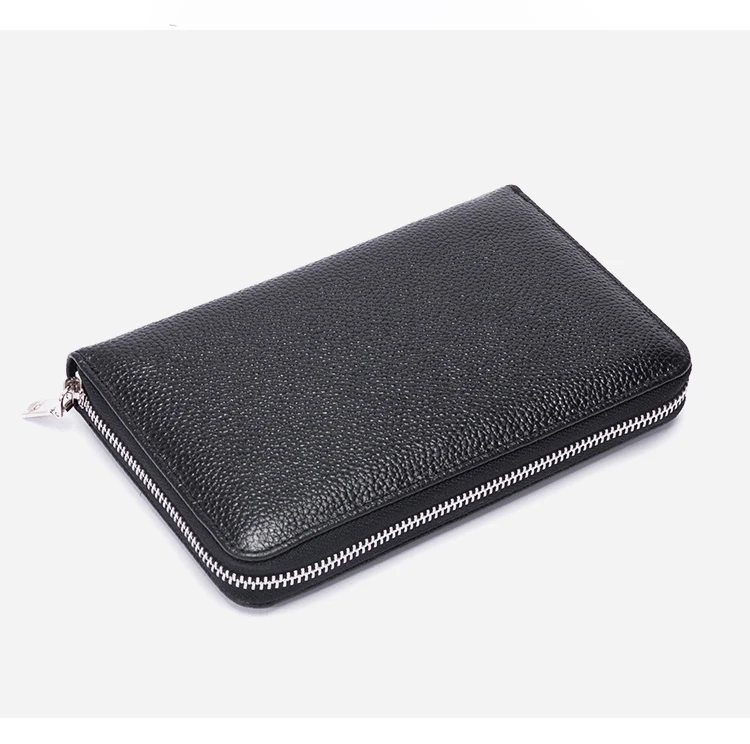 RFID Anti-Theft Cowhide Leather Wallet, Brush Head Layer, Long Passbook, Large Capacity Clutch Bag