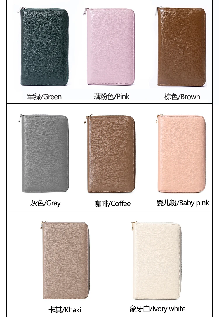 RFID Anti-Theft Cowhide Leather Wallet, Brush Head Layer, Long Passbook, Large Capacity Clutch Bag