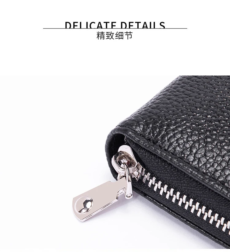 RFID Anti-Theft Cowhide Leather Wallet, Brush Head Layer, Long Passbook, Large Capacity Clutch Bag