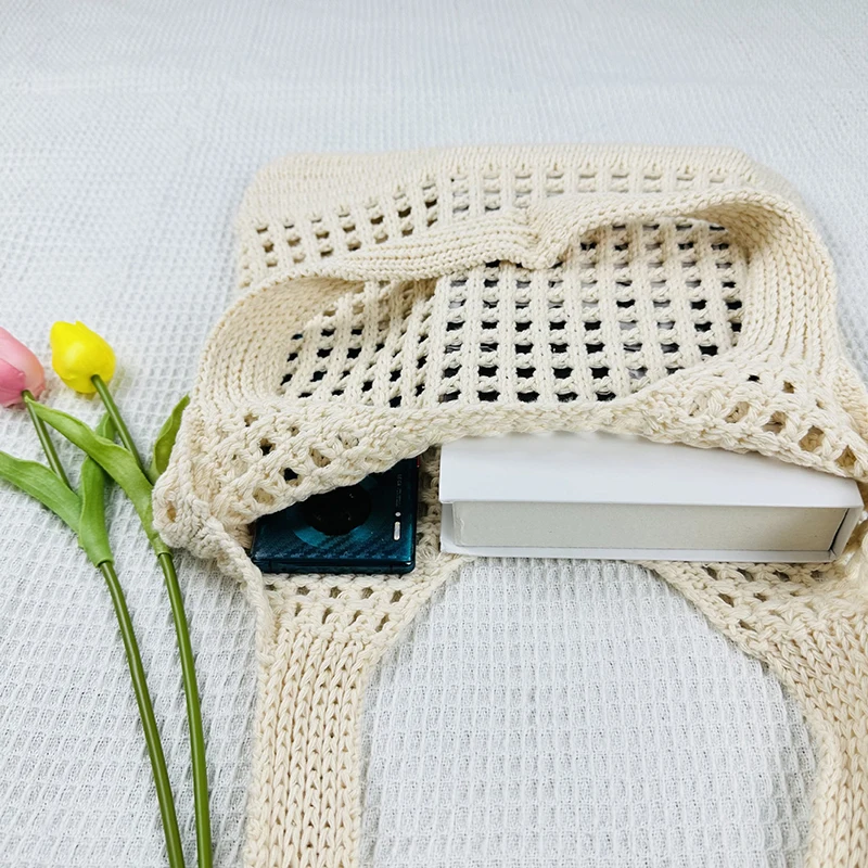 Vintage Hollow Design Woven Women Shoulder Bag Knitting Large Capacity Handbags Summer Travel Shopper Tote For Ladies Beach Bags