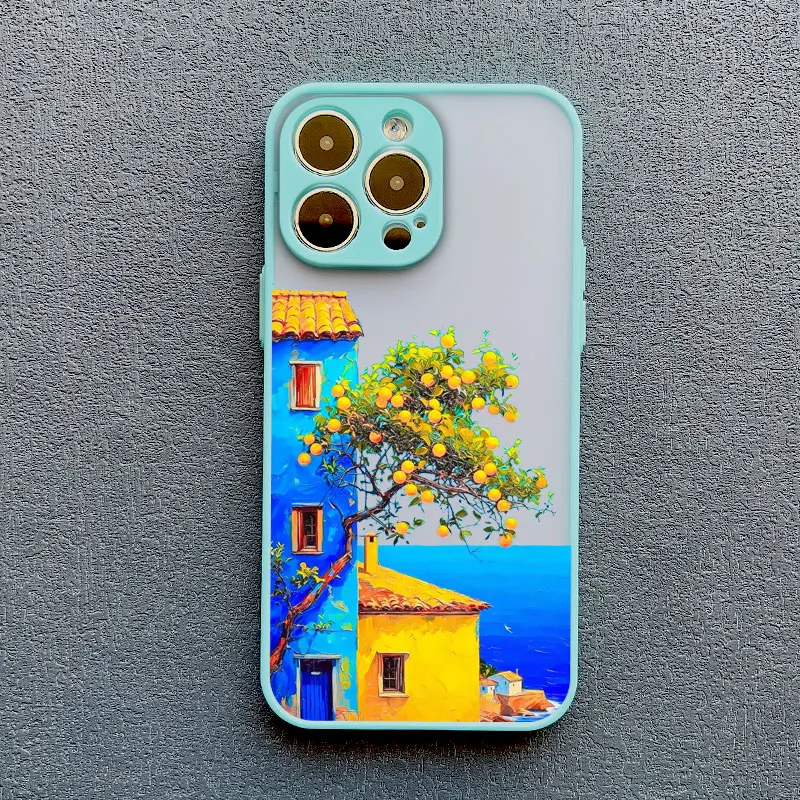 Vacation Villa House Scene Landscape Phone Case for iPhone 17 16 12 13 14 11 15 Pro Max Mini Plus XR XS X Cartoon Scenery Case