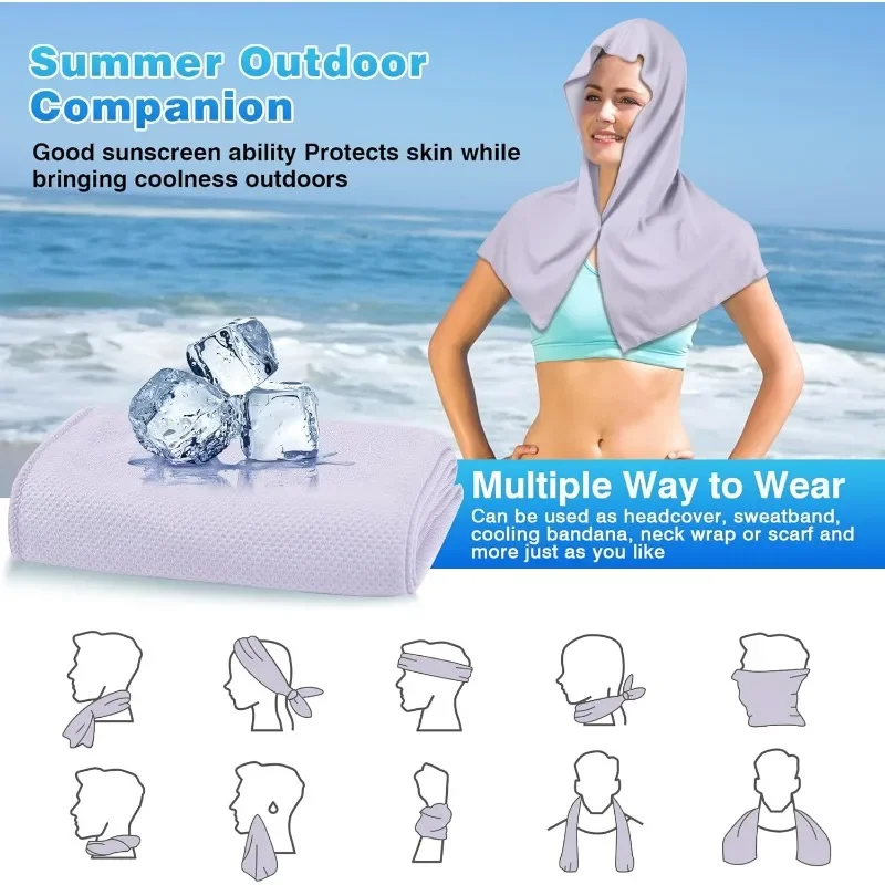 Cooling Hoodie Towel Cooling Towels Quick Drying Absorbent Towels for Neck and Face UV Protection Sport Workout Camping Cycling