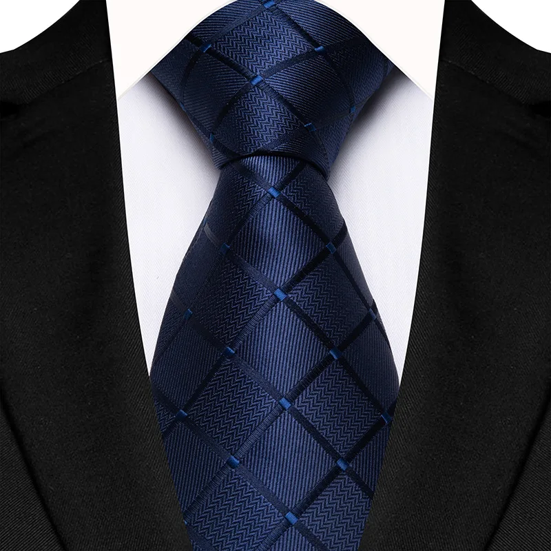 Luxury 8CM Mens Ties Plaid Checks Stripes Classic Business Necktie Jacquard Woven Neck ties For Men Groom Wedding Party Neckwear