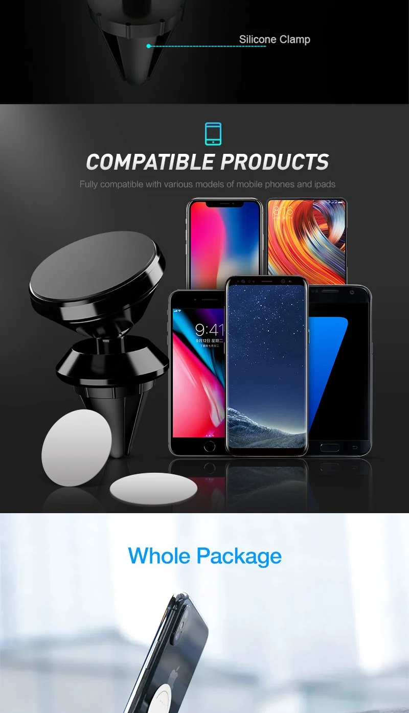 Magnetic Car Phone Holder For iPhone Samsung S10 GPS 360 Degree Navigation Air Vent Mont Stand Holder For Mobile Phone In Car