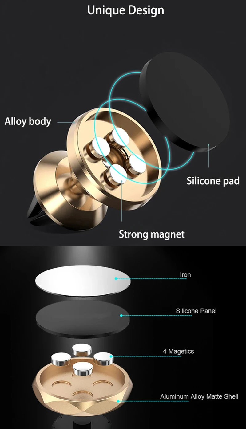 Magnetic Car Phone Holder For iPhone Samsung S10 GPS 360 Degree Navigation Air Vent Mont Stand Holder For Mobile Phone In Car
