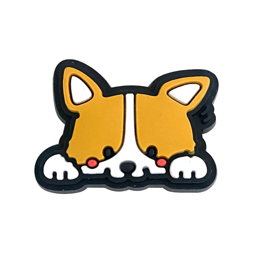 Hot Sales 1Pcs PVC Cute Dog Shoe Charms Animals Pin for Crocs Accessories Sandals Wristband Decorations Boys Girls Party Gifts