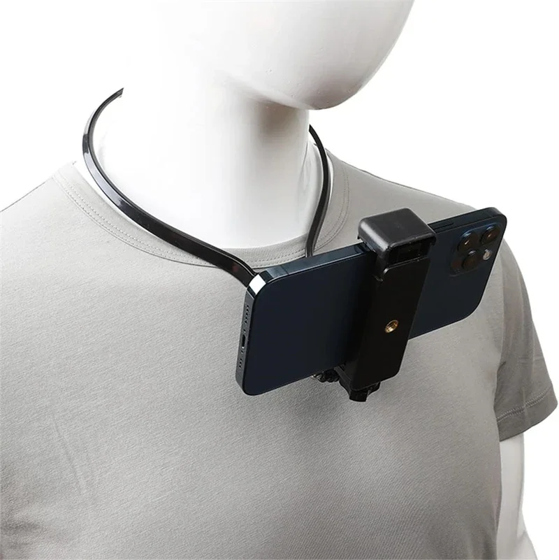 POV Vlog Smartphone Selfie Neck Holder Hands Free Wearable Lazy Phone Stand Universal Hanging Mount for IPhone GoPro Dock racket