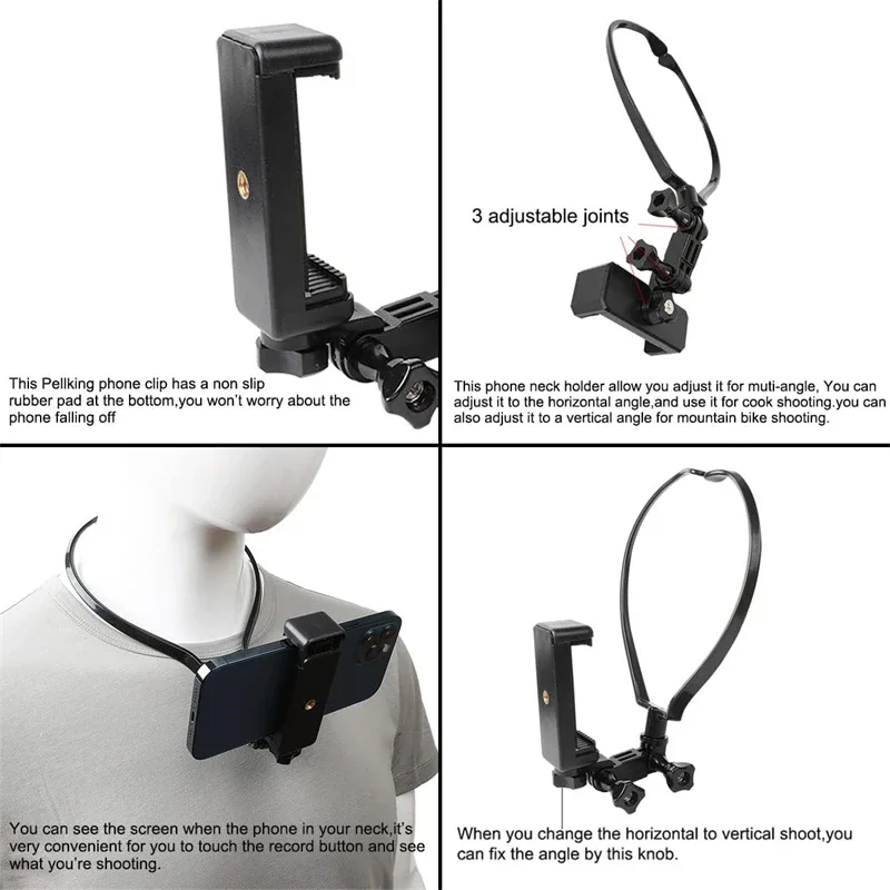 POV Vlog Smartphone Selfie Neck Holder Hands Free Wearable Lazy Phone Stand Universal Hanging Mount for IPhone GoPro Dock racket