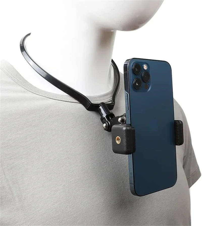 POV Vlog Smartphone Selfie Neck Holder Hands Free Wearable Lazy Phone Stand Universal Hanging Mount for IPhone GoPro Dock racket