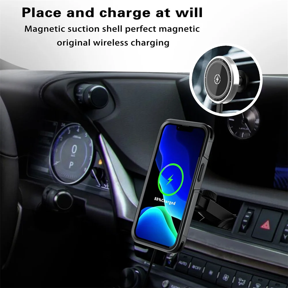 Magnetic Case for iPhone 16 15 14 Pro Max Plus 13 Mini 12 for MagSafe Military Grade Drop Protective Tough Shockproof Case