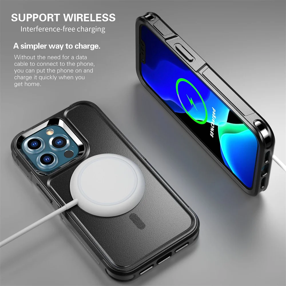 Magnetic Case for iPhone 16 15 14 Pro Max Plus 13 Mini 12 for MagSafe Military Grade Drop Protective Tough Shockproof Case