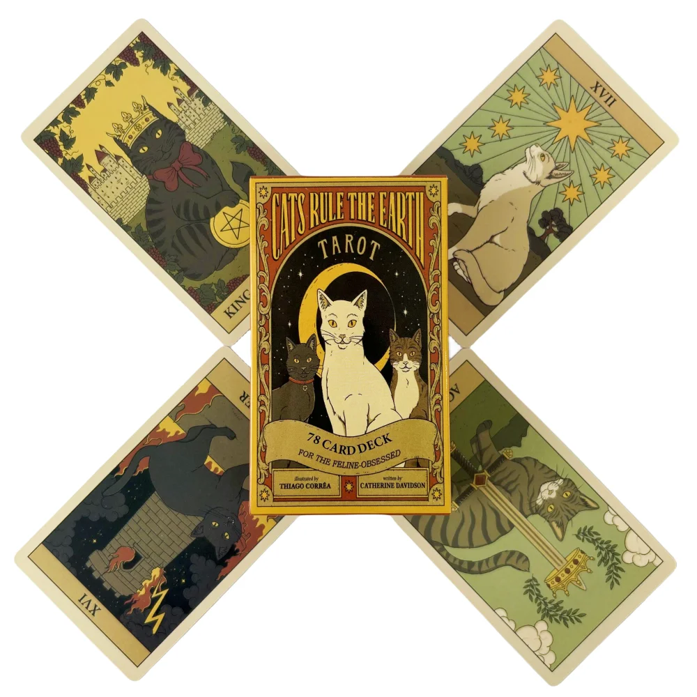 Cats Rule The Earth Tarot Cards A 78 Deck Oracle English Visions Divination Edition Borad Playing Games