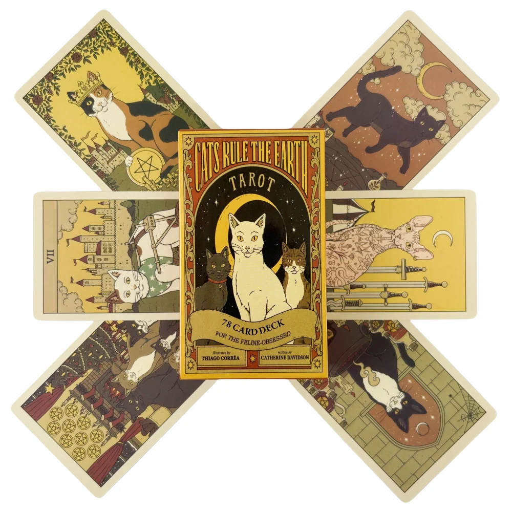 Cats Rule The Earth Tarot Cards A 78 Deck Oracle English Visions Divination Edition Borad Playing Games
