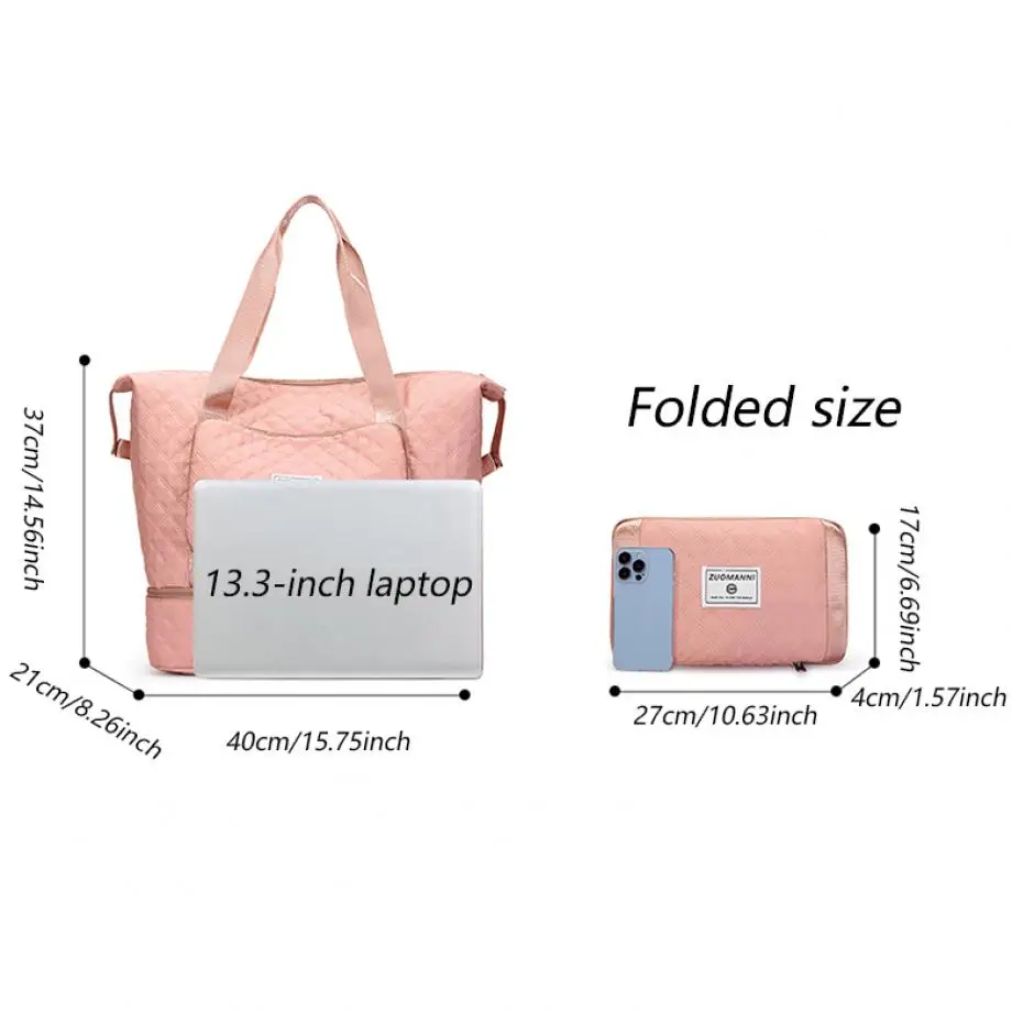 Large Capacity Travel Dufffle Bag for Women Lightweight Argyle Pattern Weekend Overnight Bag Thickened Gym Storage Bag