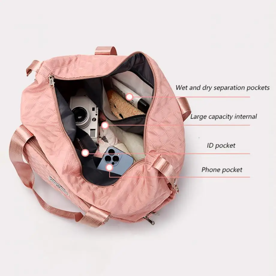 Large Capacity Travel Dufffle Bag for Women Lightweight Argyle Pattern Weekend Overnight Bag Thickened Gym Storage Bag