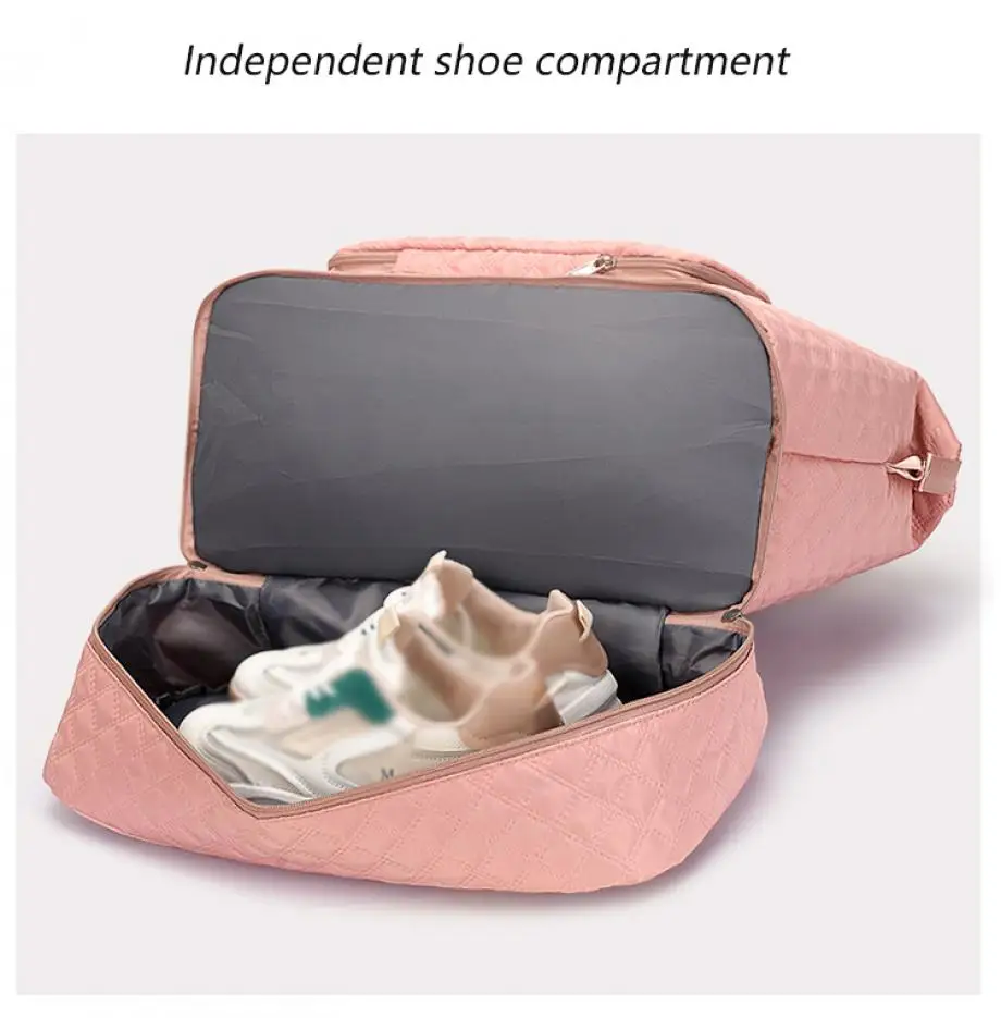 Large Capacity Travel Dufffle Bag for Women Lightweight Argyle Pattern Weekend Overnight Bag Thickened Gym Storage Bag