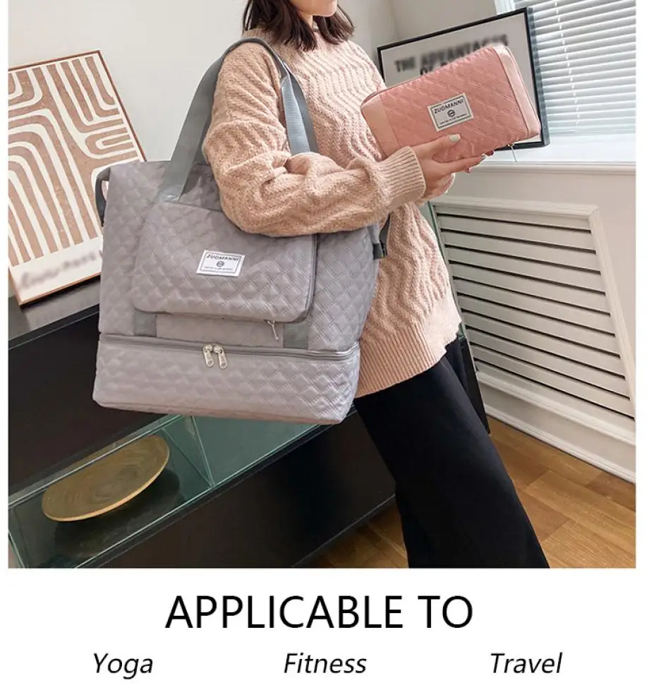 Large Capacity Travel Dufffle Bag for Women Lightweight Argyle Pattern Weekend Overnight Bag Thickened Gym Storage Bag