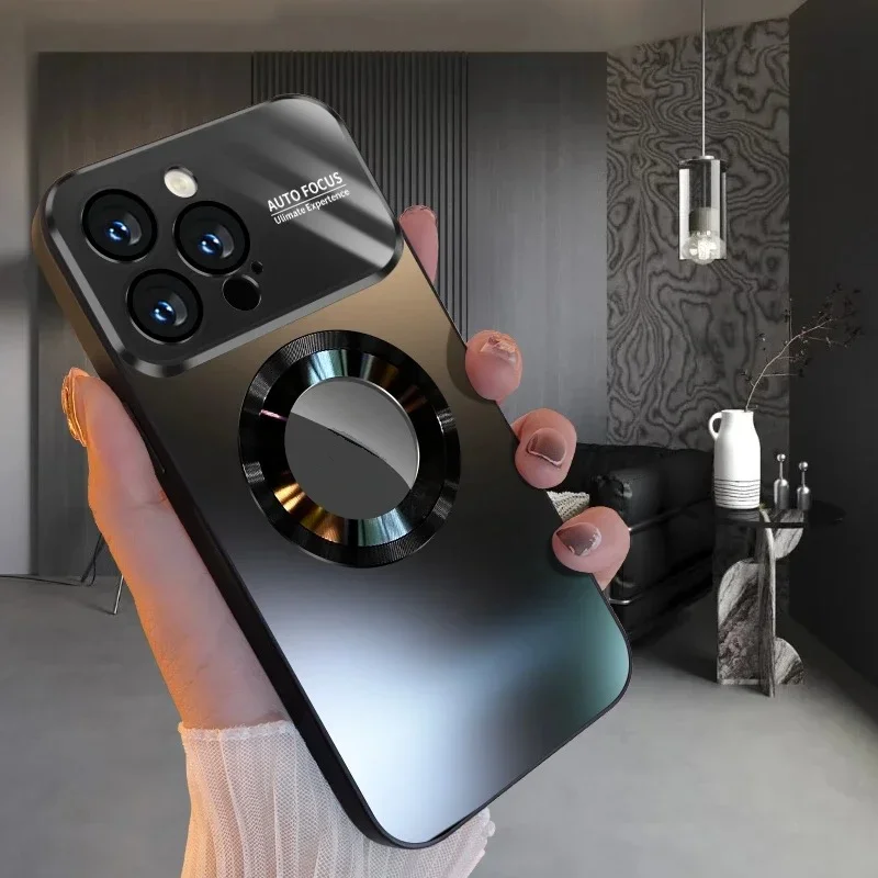 Luxury Titanium Metallic Color Matte Magnetic Case for iPhone 16 15 14 13 12 11 Pro Max Plus Case for Magsafe Wireless Charge