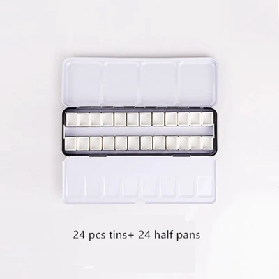 Black Empty Watercolor Paint Tin Box Palette With Full Pan/Half Pan Metal Watercolor Paint Tray For Art Painting