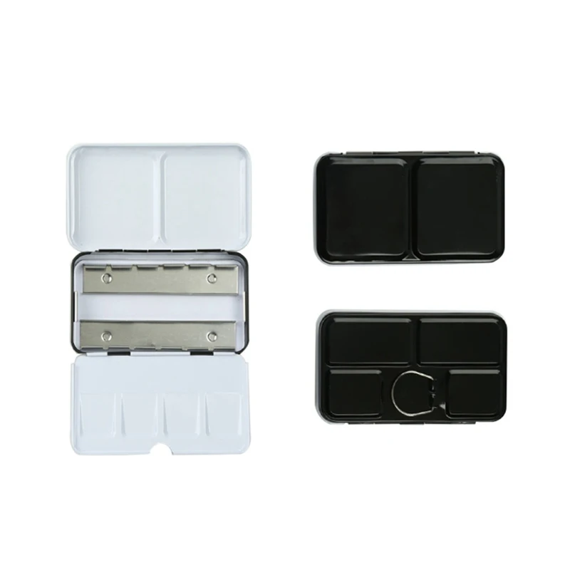 Black Empty Watercolor Paint Tin Box Palette With Full Pan/Half Pan Metal Watercolor Paint Tray For Art Painting