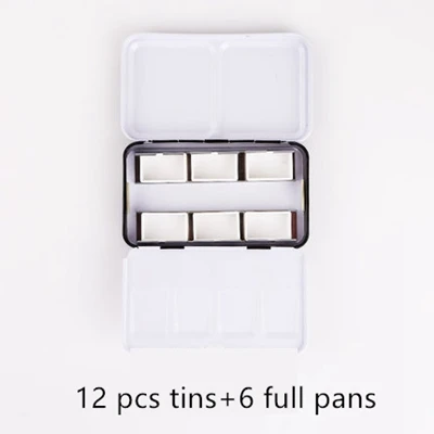 Black Empty Watercolor Paint Tin Box Palette With Full Pan/Half Pan Metal Watercolor Paint Tray For Art Painting