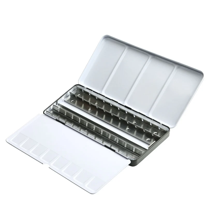 Black Empty Watercolor Paint Tin Box Palette With Full Pan/Half Pan Metal Watercolor Paint Tray For Art Painting