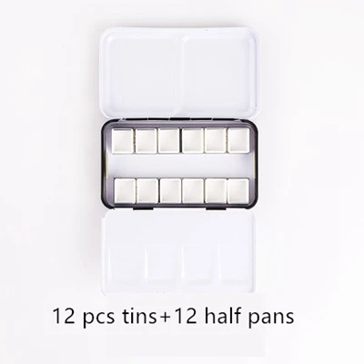 Black Empty Watercolor Paint Tin Box Palette With Full Pan/Half Pan Metal Watercolor Paint Tray For Art Painting