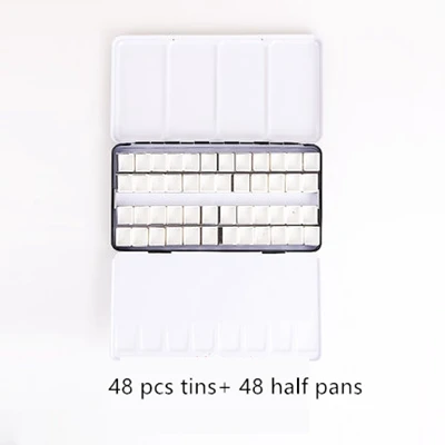 Black Empty Watercolor Paint Tin Box Palette With Full Pan/Half Pan Metal Watercolor Paint Tray For Art Painting