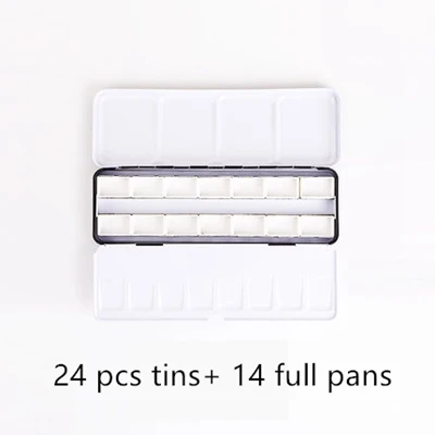 Black Empty Watercolor Paint Tin Box Palette With Full Pan/Half Pan Metal Watercolor Paint Tray For Art Painting