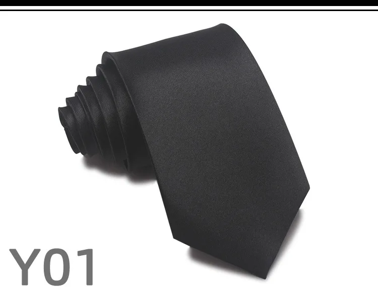 Classic Men's 8CM Black Neckties Polyester Solid Color Red White Neck Ties Business Formal Dress Accessories Casual Daily Cravat