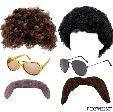 RichMoho Men Hippie Costume Set Disco Costume Accessories Women Disco Necklace Sunglasses Mustache