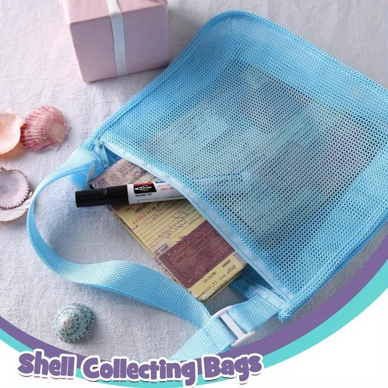 1pcs Mesh Beach Bags, Colorful Hollow Crossbody Bag, Toilet Bag, Adjustable Strap for Summer Daily Phone Storage Bag Bolsas