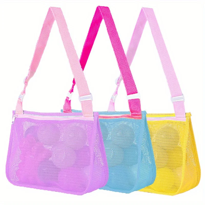 1pcs Mesh Beach Bags, Colorful Hollow Crossbody Bag, Toilet Bag, Adjustable Strap for Summer Daily Phone Storage Bag Bolsas