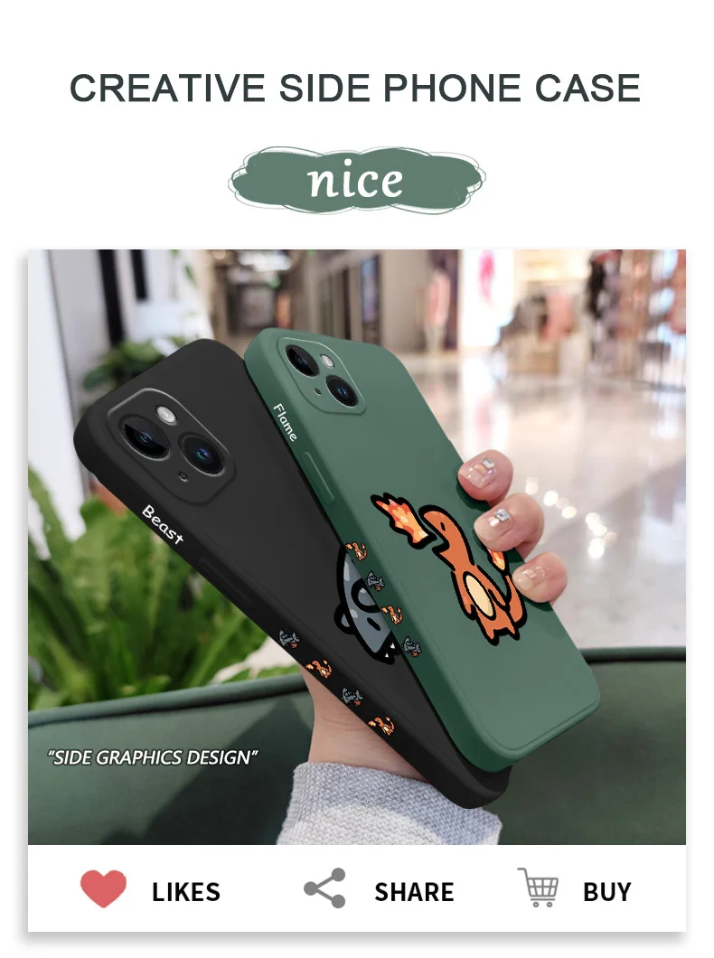 Dinosaur Monster Phone Case For iPhone 17 16 15 14 13 12 11 Plus Pro Max Mini Silicone Cover