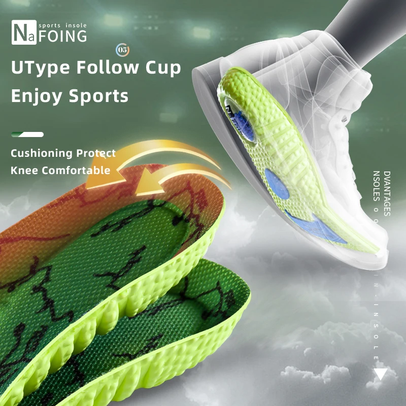 1Pair NAFOING Boost Sport Insoles Men's Women's Sneaker Insoles Super Soft Bottoms Air Cushioning For Shock Absorption Comfort